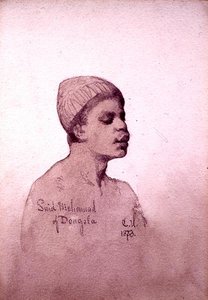 Said Mohamad fra Dongola (Sudan) 1873 (blyant og vask på papir) av Carl Haag