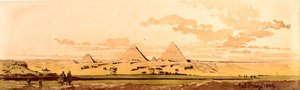 Pyramidene i Giza, 1859 (wc på papir) av Carl Haag