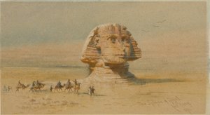 Sfinxen i Giza (akvarell på papir (limt om bord))