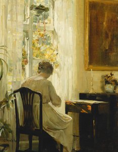 En kvinne i et interiør av Carl Holsoe
