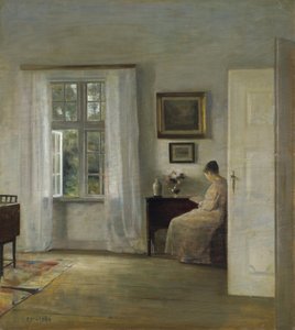 The Reader par Holsoe, Carl (1863-1935), - Olje på tre, 70x62,5 - Privat samling av Carl Holsoe