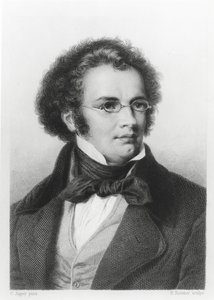 Portrett av Franz Schubert (1797-1828) gravert av H. Roemer av Carl Jaeger