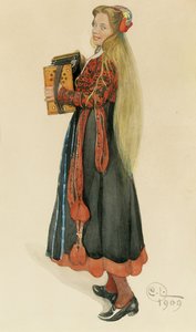 Lisbeth Playing the Accordian, 1909 av Carl Larsson