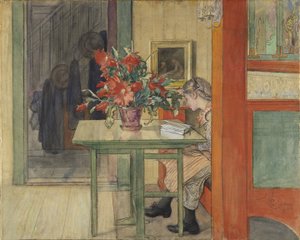 Lisbeth Reading (wc med tempera på papir) av Carl Larsson
