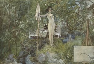 Open-Air Studio, fra A Home-serien, ca. 1895 (wc på papir) av Carl Larsson