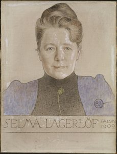Selma Lagerlöf - Portrett av forfatteren Selma Lagerloef (1858-1940), av Larsson, Carl (1853-1919). Krit og olje på lerret av Carl Larsson