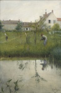 The Old Man and the Nursery Garden, 1883 (wc på papir) av Carl Larsson