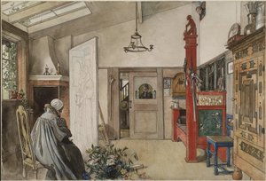 The Studio, fra A Home-serien, ca. 1895 (wc på papir) av Carl Larsson