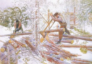 De ble deretter kuttet i jevne lengder av Carl Larsson
