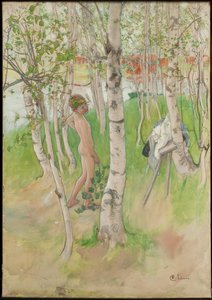 Ulf. Naken gutt blant bjørketrær av Carl Larsson