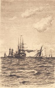 Dampskip og seilskuter av Carl Locher