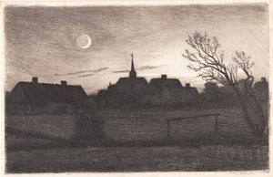 Hornbæk kirke, sommerkveld av Carl Locher