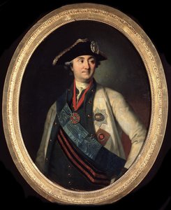 ""Portrait du comte Alexei Grigorievitch Orlov (1737-1808), commandant des Forces navales russes"" (Portrett av den øverstkommanderende for flåten grev Alexey Grigoryevich Orlov av Chesma (1737-1808)) Peinture de Carl Ludwig Johann Christineck (1732/3-17 av Carl Ludwig Christinek