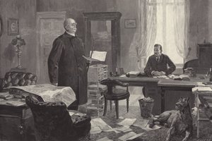 Bismarck dikterer memoarene hans (gravering)