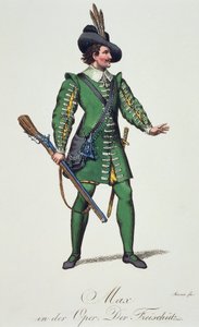 Max, kostymeskisse for Der Freischutz (skytteren eller friskytteren), av Carl Maria von Weber (1786-1826) av Carl Maria von Weber