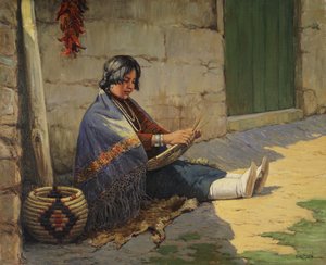 Hopi kurvmaker (olje på lerret)