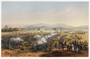 Molino del Rey - angrep på Molino, fra The War Between the United States and Mexico, pub. 1851 (fargelitografi)
