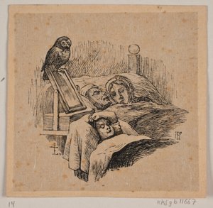 Til Uglspil som barn, sovende i vuggen sin