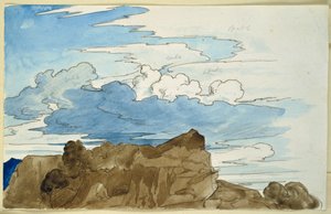 Skyetydie over en klippetopp i fjellene av Carl Philipp Fohr