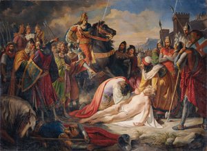 Charles I av Anjou på Manfreds kropp etter slaget ved Benevento 26. februar 1266