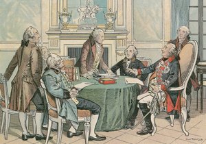 Frederick William II, konge av Preussen (1744-1797) på en konsultasjon om den prøyssiske generelle sivilloven (rundt 1790)
