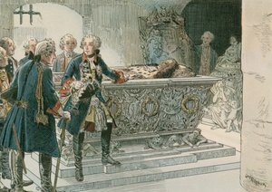 Fredrik den store (1712-1786) ved kisten til den store kurfyrsten