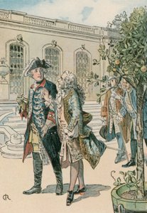 Fredrik den store (1712-1786) i samtale med den franske filosofen Voltaire (1694-1778) av Carl Rohling