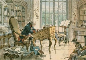 Fredrik den store (1712-1786) i hans studie av Carl Rohling