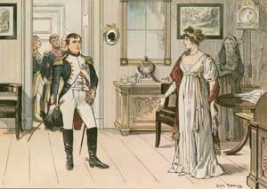 Dronning Louise av Preussen (1776-1810) og Napoleon I (1769-1821) ved Tilsit i 1807 under undertegningen av den andre Tilsit-traktaten