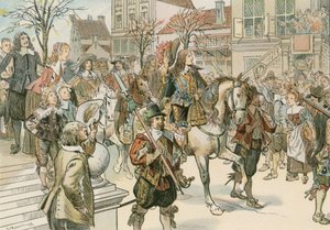 Ankomsten av den store kurfyrsten (1620-1688) til Haag for hans ekteskap med Louise Henriette av Orange (1627-1667) i 1646 av Carl Rohling