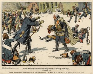 Fredrik den store av Preussen og general Zieten morgenen etter slaget ved Torgau
