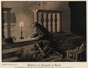Fredrik den store av Preussen natten til seieren i slaget ved Torgau