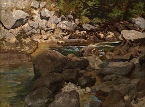 Fjellbekk med steinblokker, 1888-1889