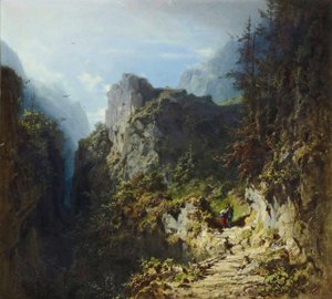 Fjellandskap med elskere av Carl Spitzweg