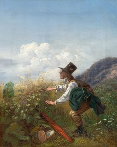 Sommerfuglfangeren (botaniker). Rundt 1837 av Carl Spitzweg