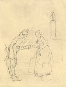 The Shy Suitor, midten av slutten av 1800-tallet, c1924. av Carl Spitzweg