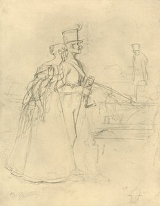 Die Begegnung, midten av slutten av 1800-tallet, c1924. av Carl Spitzweg