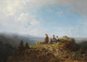 Dirndls on the Alm av Carl Spitzweg
