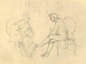 Seriøst spørsmål, midten av slutten av 1800-tallet, c1924. av Carl Spitzweg