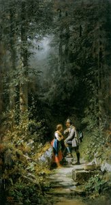Jeger og meieri ved skogbrønnen av Carl Spitzweg