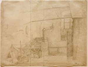 Kakkelovn på bondestua av Carl Spitzweg