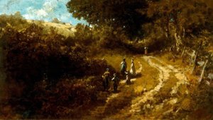 Går til kirken i nærheten av Dachau av Carl Spitzweg