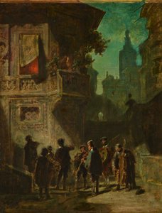 Spansk Serenade fra Barberen i Sevilla, ca 1856. av Carl Spitzweg