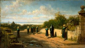 Jenteinternat på tur av Carl Spitzweg