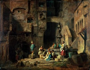 Vaskedamer ved brønnen av Carl Spitzweg