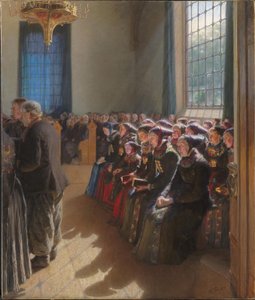 Under gudstjenesten i en kirke på Amager av Carl Wentorf