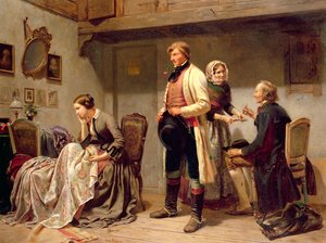 En skål for det forlovede paret (olje) av Carl Wilhelm Huebner