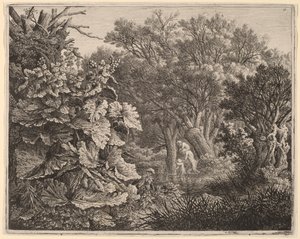 Landskap med store blader og tre satyrer av Carl Wilhelm Kolbe