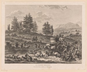 Vintage i et landskap La pleine vendange (tittel på objekt) av Carl Wilhelm Weisbrod