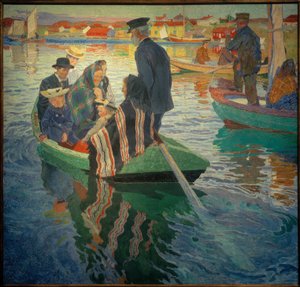 Kirkegjengere i båt av Carl Wilhelm Wilhelmson